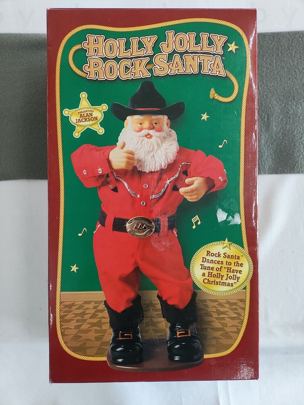 Holly Jolly Rock Santa Animated Dancing Cowboy Alan Jackson VTG 1999 Missing Hat